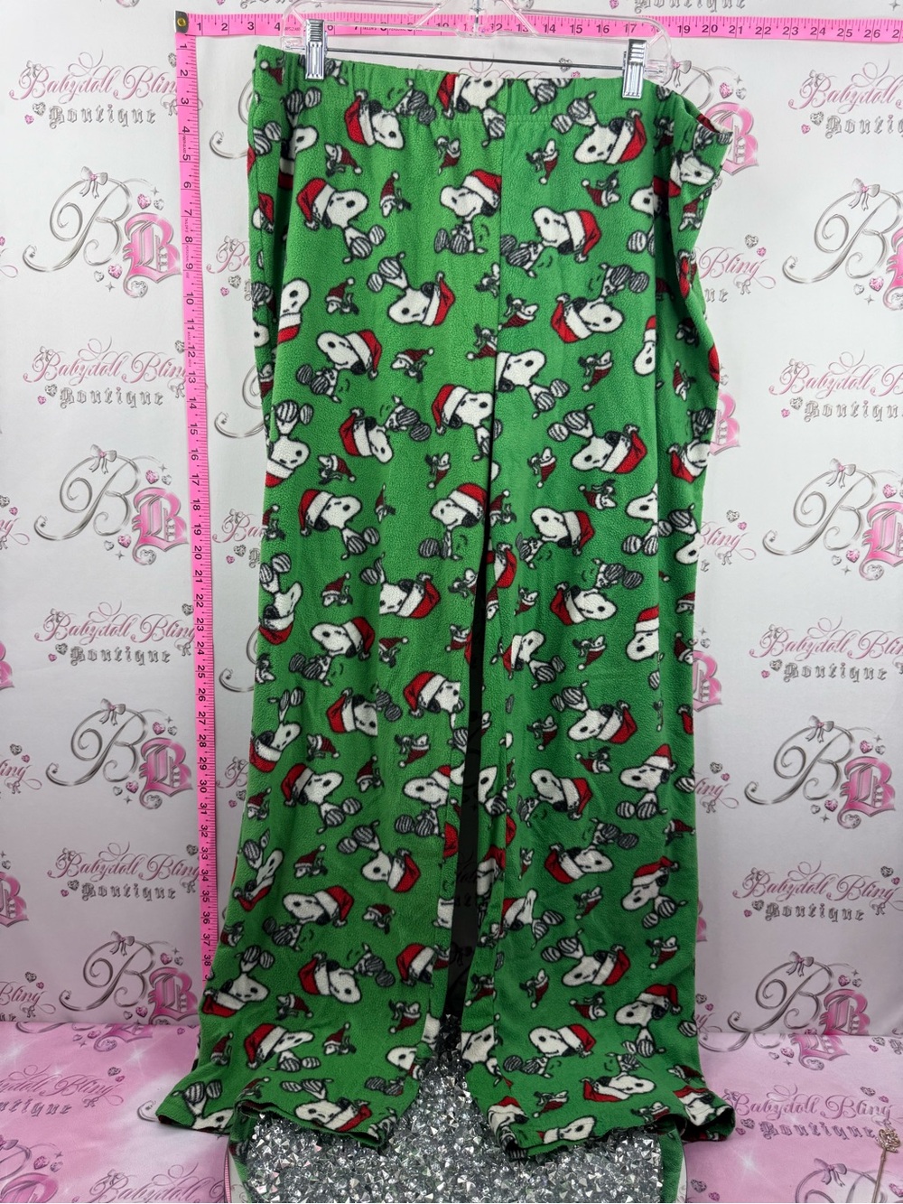 Peanuts 2015 pants Green Snoopy Holiday Fleece Pajama Pants
